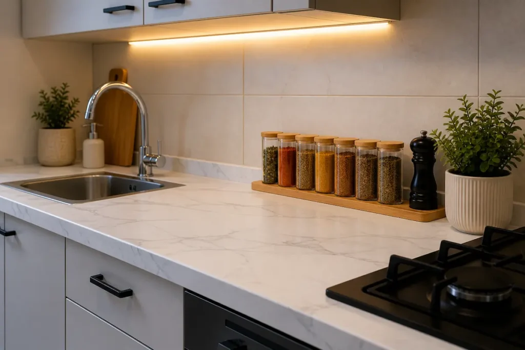 papel contact para bancada de cozinha em apartamento alugado