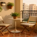 varanda de apartamento pequena decorada com cadeira e plantas