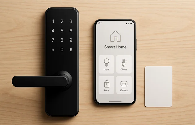 Fechadura digital com abertura por senha, biometria, cartão e aplicativo