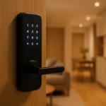 Fechadura digital para apartamento instalada em porta moderna