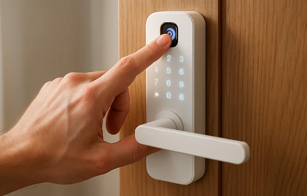 Fechadura digital de sobrepor com biometria instalada sem furar a porta