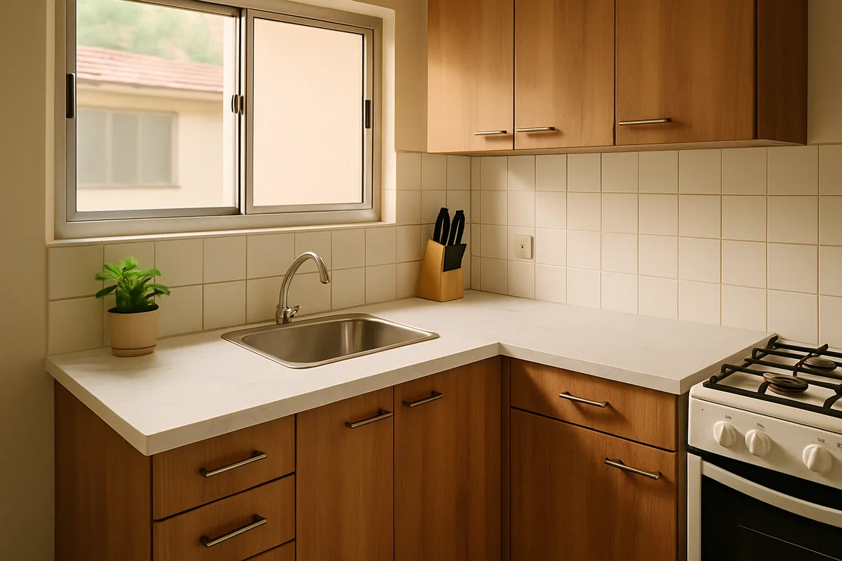 Papel contact para bancada de cozinha em apartamento alugado