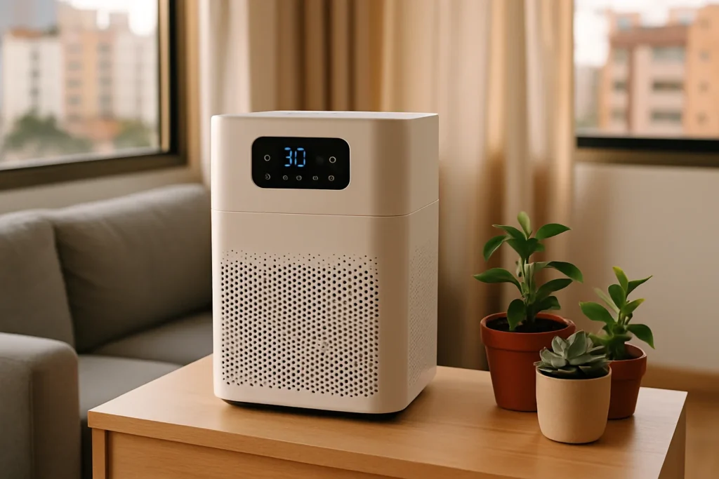 Purificador de ar em apartamento pequeno brasileiro