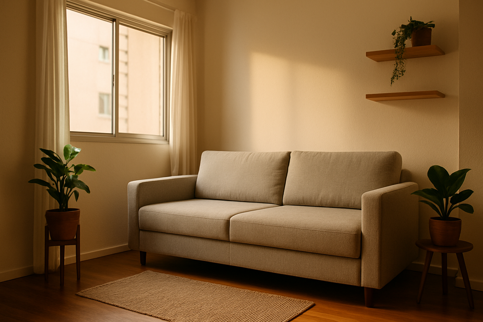 Sofá-cama para apartamento pequeno na sala