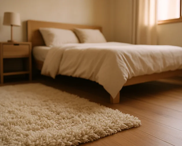 Textura macia de tapete de pelo alto para quarto pequeno
