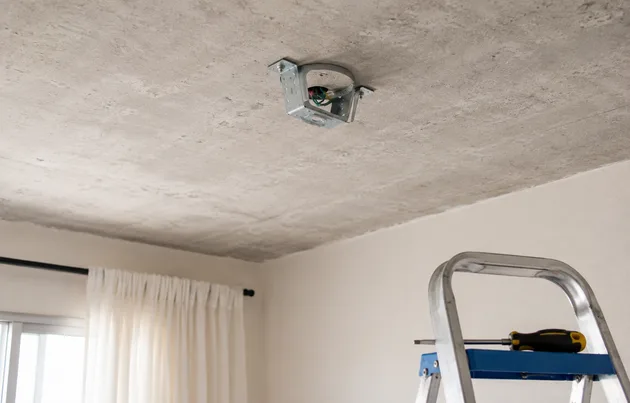 Instalação de ventilador de teto inteligente em apartamento pequeno